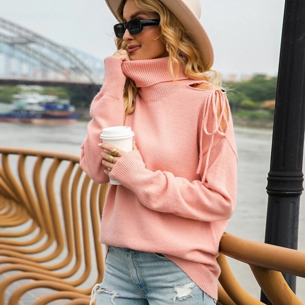 Cozy Pink Cowl Neck Sweater